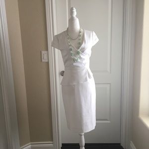 Antonio Melani White Peplum capsleeve sheath dress